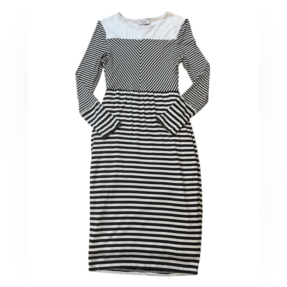 Bailey 44 Black and White Striped Midi Dress